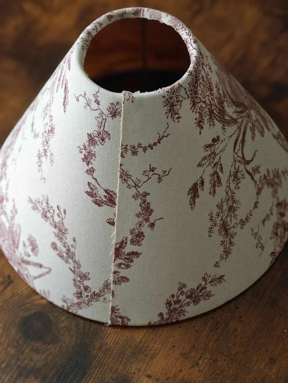 Vintage Fabric Lampshade Toile De Jouy Chicken Rooster French Country Red Beige